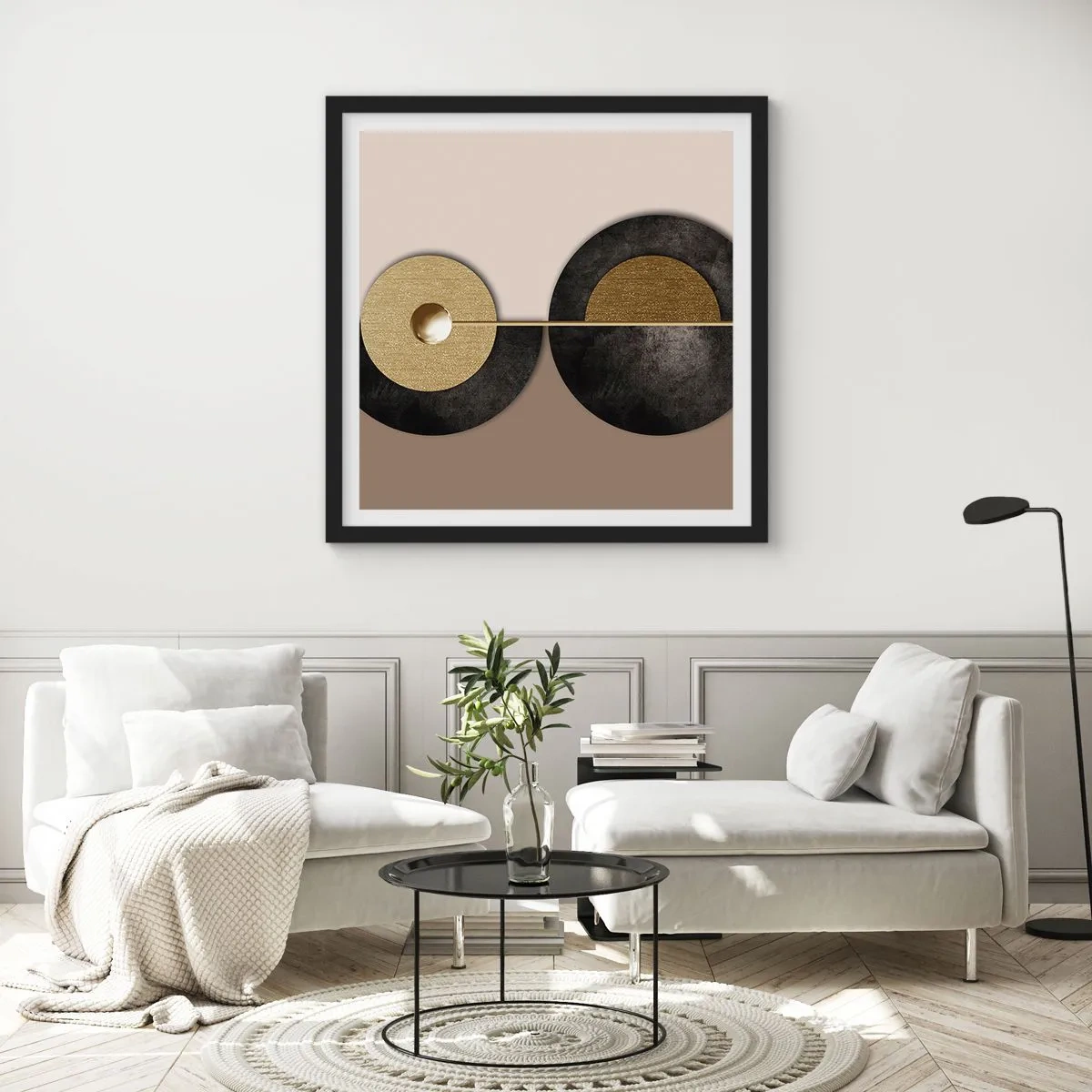 Póster en marco negro - Variaciones en torno a un círculo - 30x30 cm