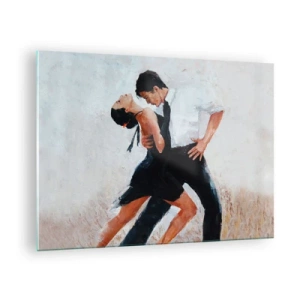 Cuadro sobre vidrio - Impresiones sobre Vidrio - Una pareja bailando tango en una pose dinámica. - 70x50cm - El tango de mis sueños - Decoración de pared moderna para salón y dormitorio ARTTOR