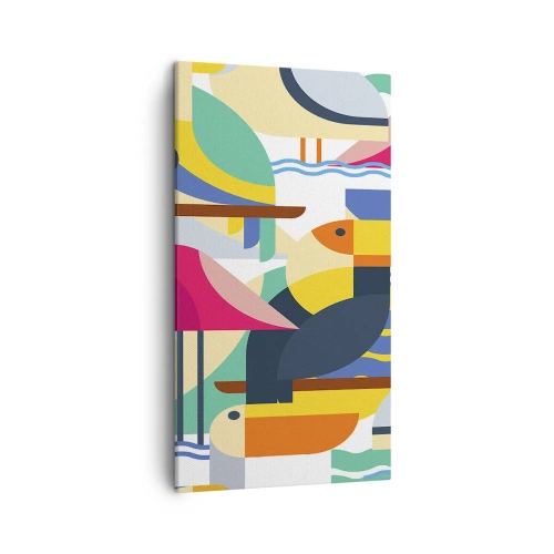 Cuadro sobre lienzo - Impresión de Imagen - Fiesta de las aves - 45x80 cm