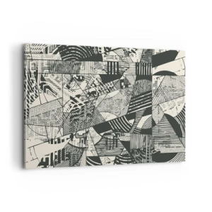 Cuadro sobre lienzo - Impresión de Imagen - Patrones abstractos geométricos en tonos verdes sobre un fondo claro - 120x80cm - La dinámica del presente - Decoración de pared moderna para salón y dormitorio ARTTOR