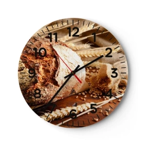 Reloj de pared - Reloj de vidrio - Apetitoso, fragante, crujiente - 30x30 cm