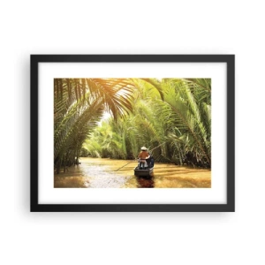 Póster en marco negro - En un túnel de palmeras - 40x30 cm