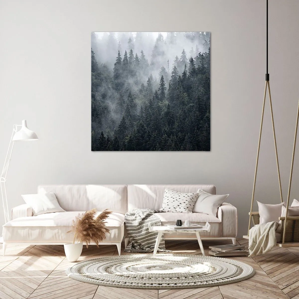 Cuadro sobre lienzo - Impresión de Imagen - Amanecer en el bosque - 30x30 cm