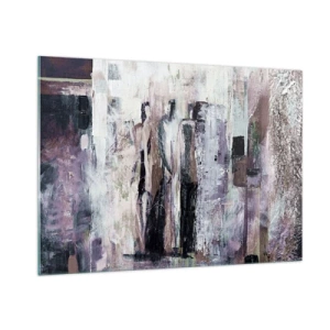 Cuadro sobre vidrio - Impresiones sobre Vidrio - Siluetas abstractas de figuras sobre un fondo de pintura texturizada - 100x70cm - El trío misterioso - Decoración de pared moderna para salón y dormitorio ARTTOR