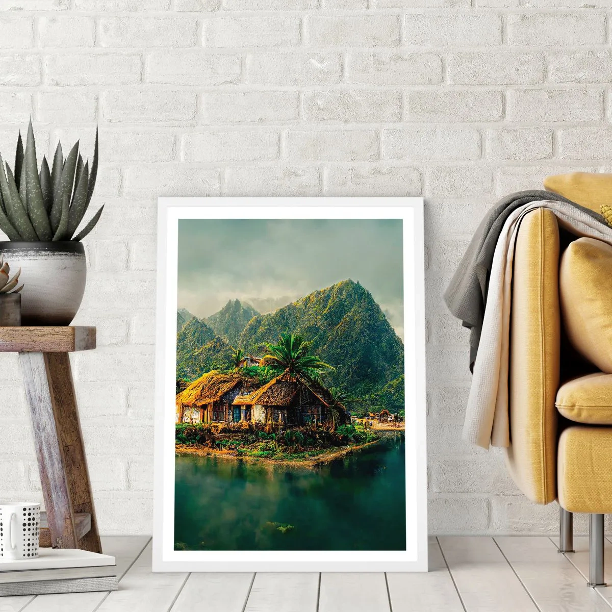 Póster en marco blanco - Paraíso tropical - 40x50 cm