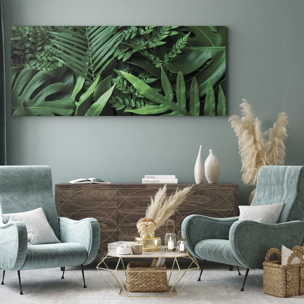 Cuadro sobre lienzo - Impresión de Imagen - Abrazo verde - 100x40 cm