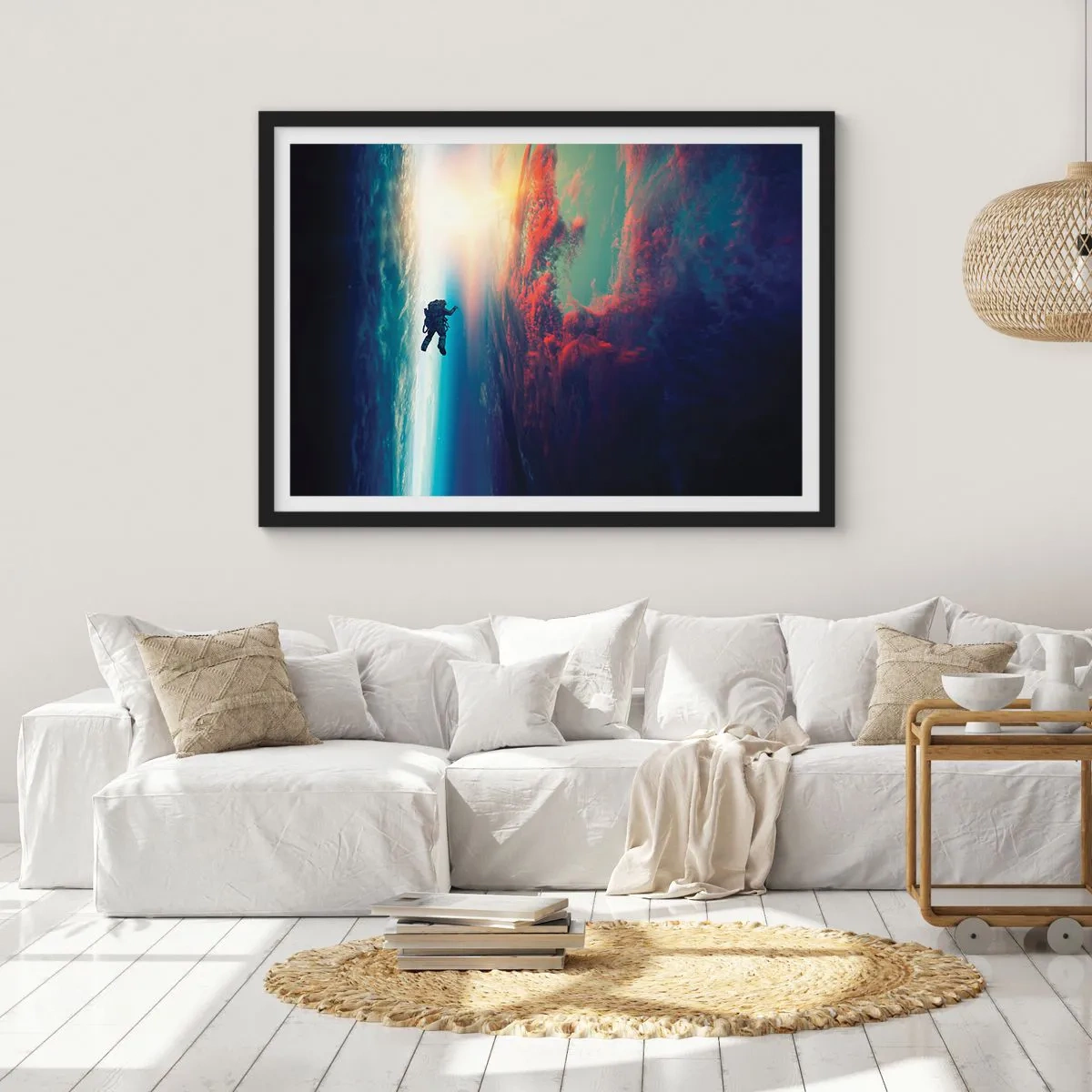 Póster en marco negro - Enfrentarse al universo - 50x40 cm