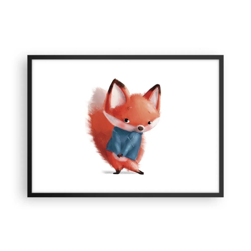 Póster en marco negro - Un lindo zorro con un traje azul. - 70x50cm - ¿Me veo bien con esto? - Decoración de pared moderna para salón y dormitorio ARTTOR