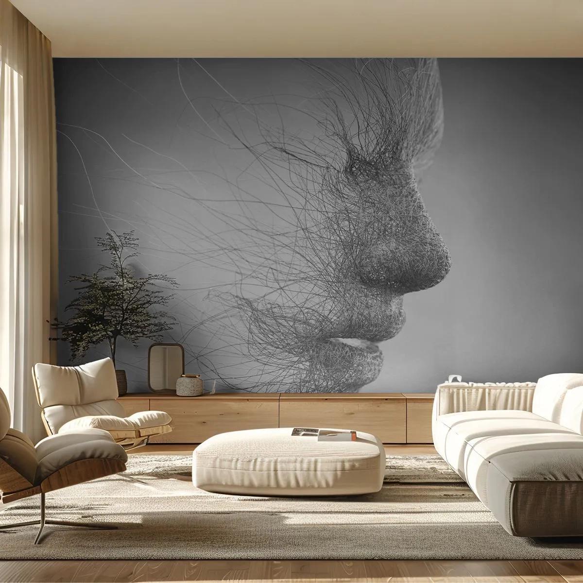Fotomural Standard Eco - Espíritu del viento - Abstracción, cara de mujer, Gráficos - 200x140 cm