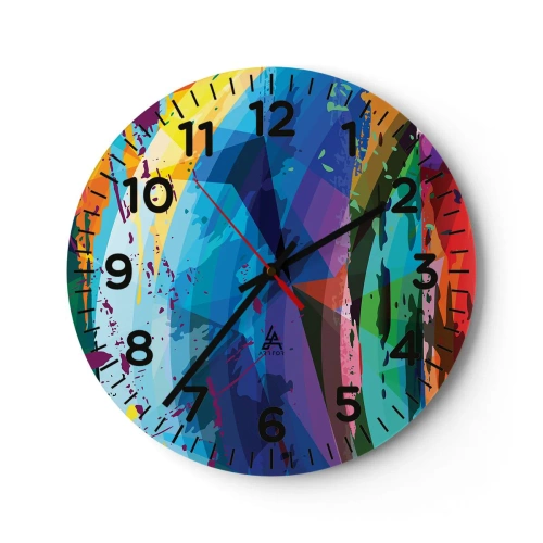 Reloj de pared - Reloj de vidrio - Vértigo de colores - 40x40 cm