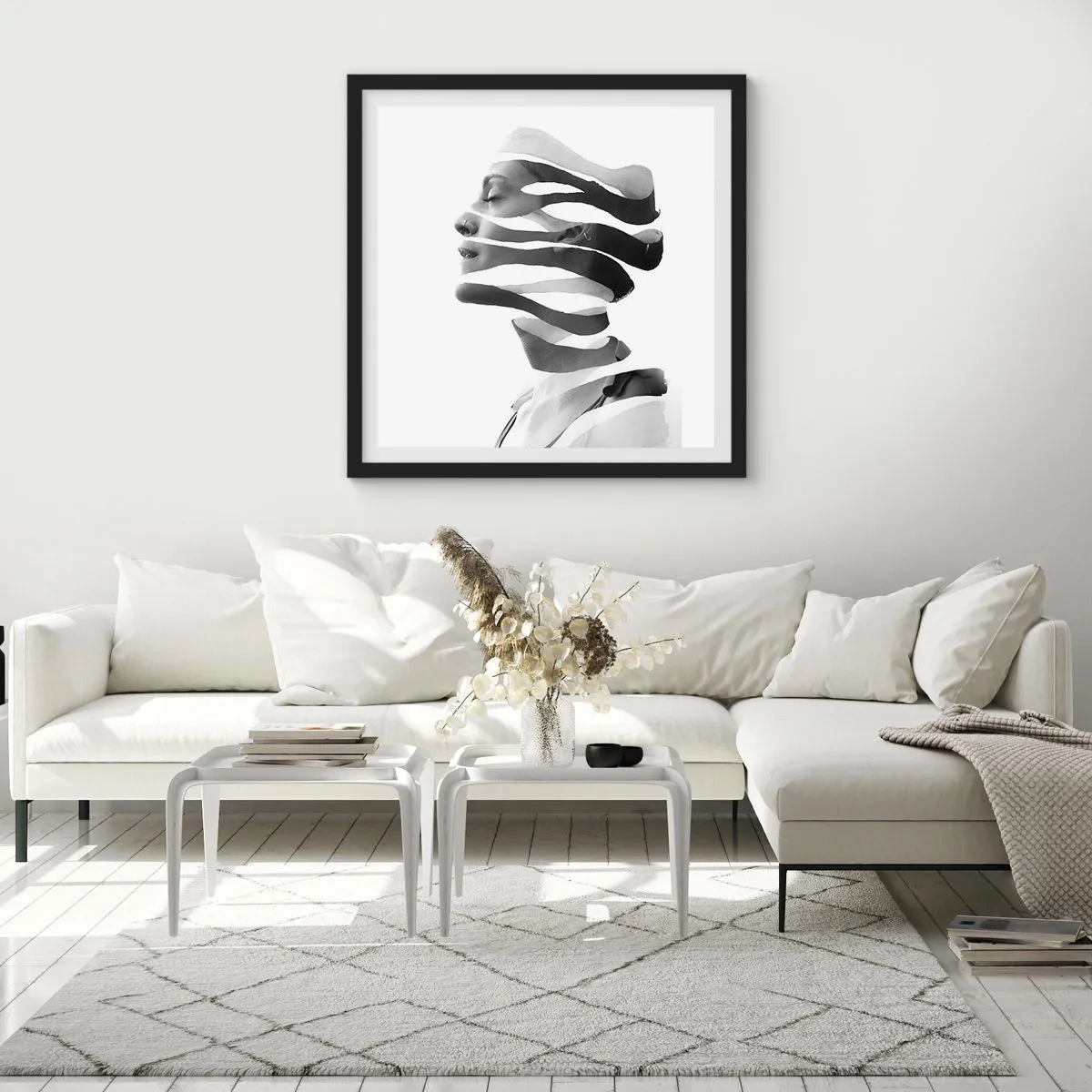 Póster en marco negro - Retrato surrealista - 40x40 cm