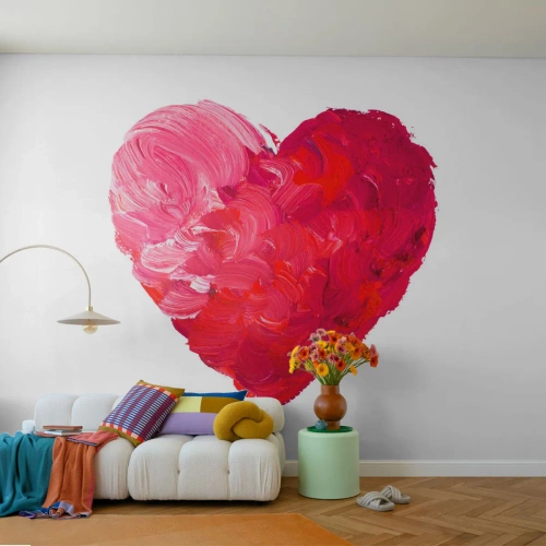 Fotomural Autadhesivo Deluxe Sticker - All you need is love - Abstracción, Corazón rojo, Símbolo de amor - 400x280 cm