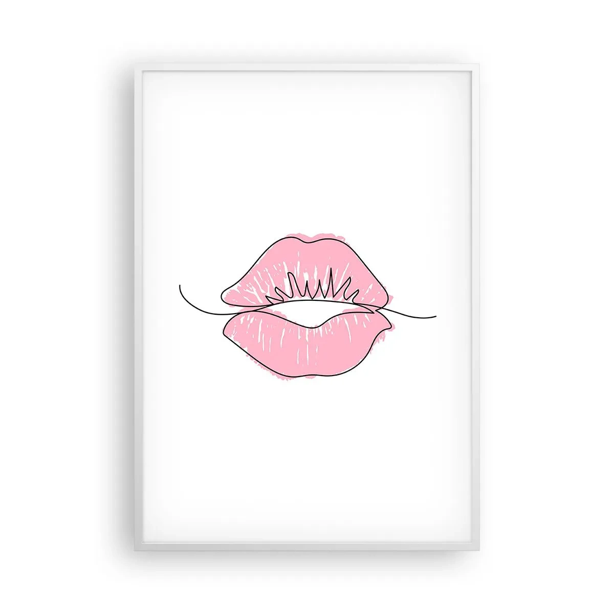 Póster en marco blanco - ¿Listo para un beso? - 70x100 cm