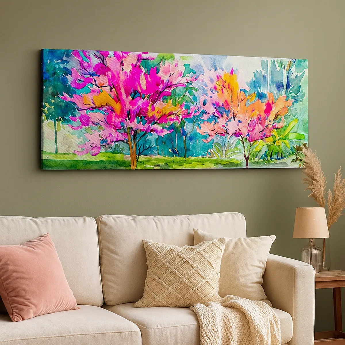 Cuadro sobre lienzo - Impresión de Imagen - Un jardín de arco iris en el esplendor de la primavera - 30x30 cm