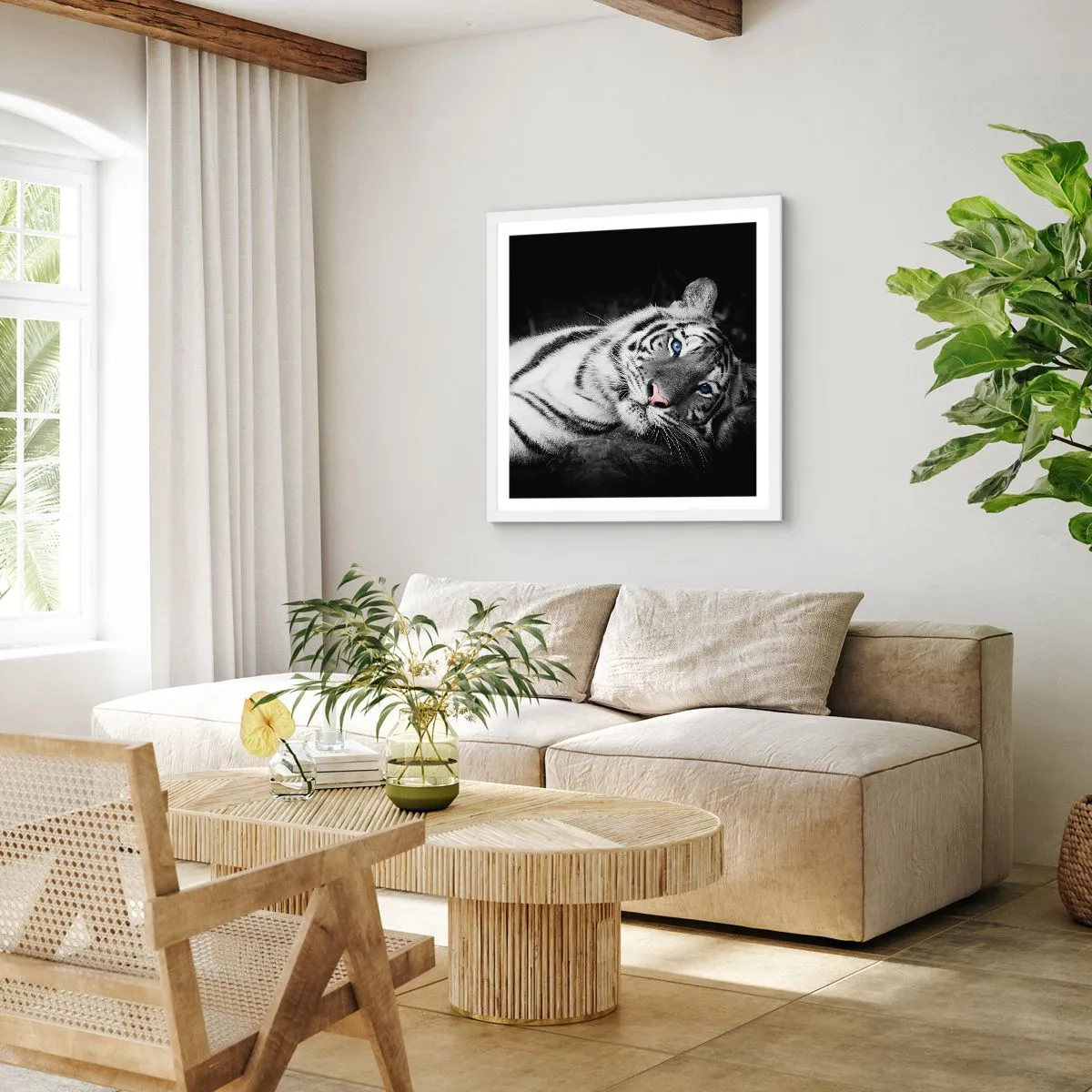 Póster en marco blanco - Salvaje y tranquilo - 60x60 cm