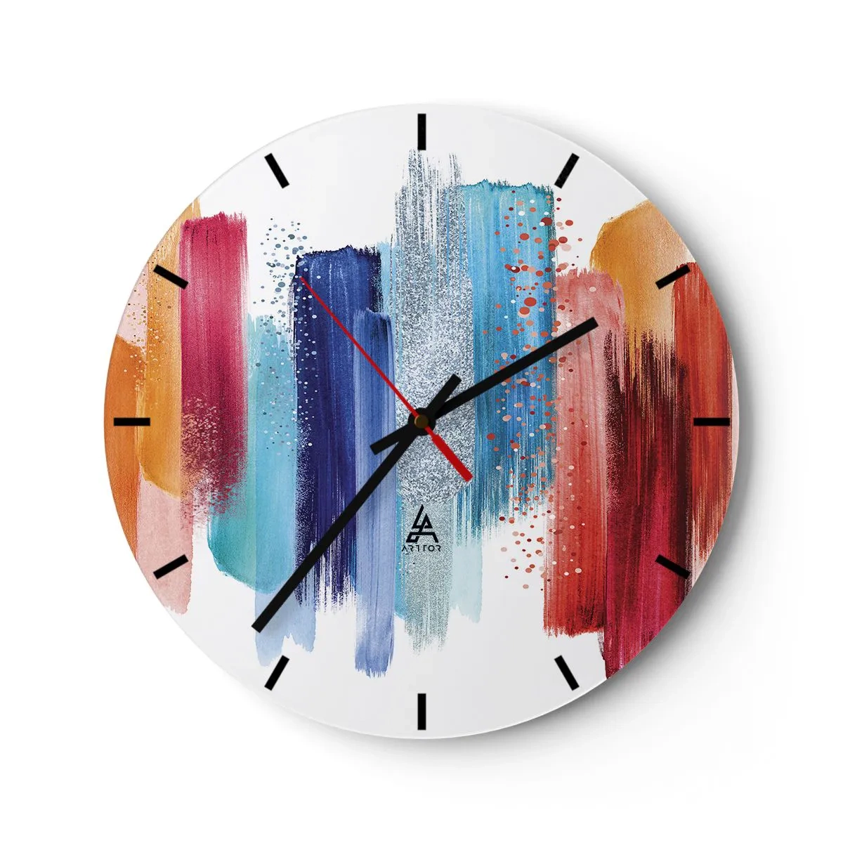 Reloj de pared - Reloj de vidrio - Arriba y abajo - 40x40 cm