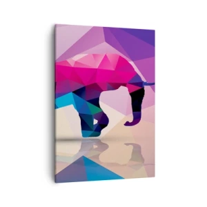 Cuadro sobre lienzo - Impresión de Imagen - Silueta geométrica de un elefante en colores vivos. - 50x70cm - Dinosaurio de cristal - Decoración de pared moderna para salón y dormitorio ARTTOR