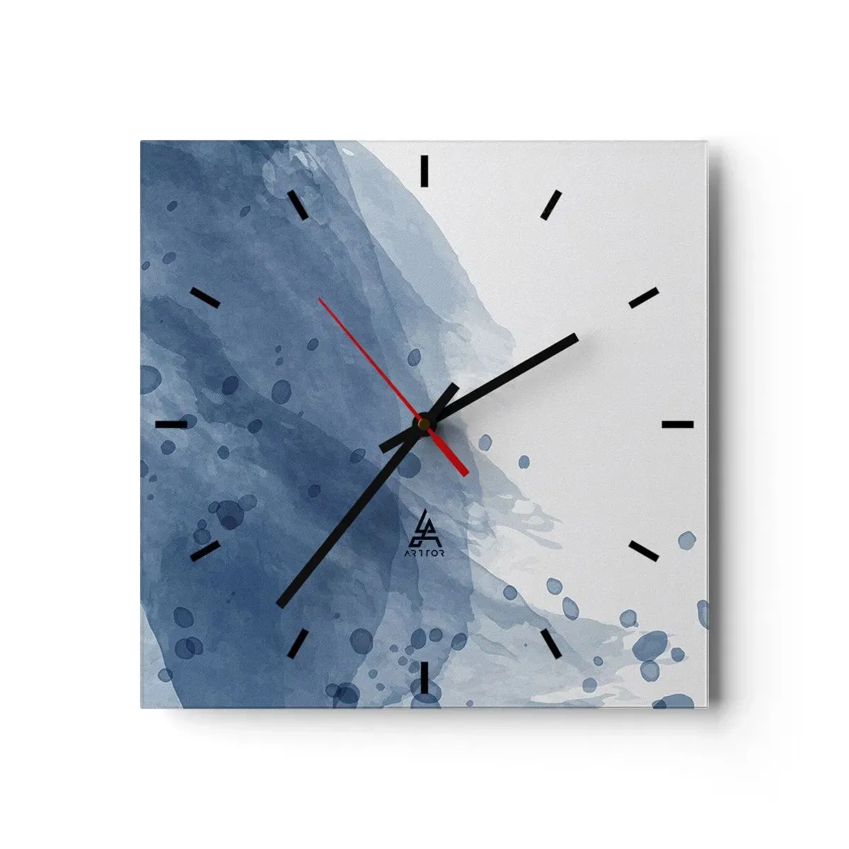 Reloj de pared - Reloj de vidrio - Tul azul - 40x40 cm