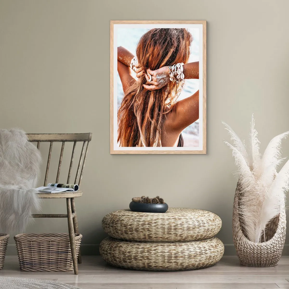 Póster en marco roble claro - Hermanada con el agua y el sol - 50x70 cm