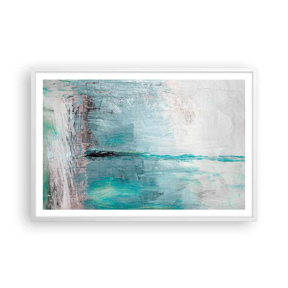 Póster en marco blanco - Horizontalmente sobre el azul - 91x61 cm