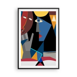 Póster en marco negro - Conversación cubista - 61x91 cm