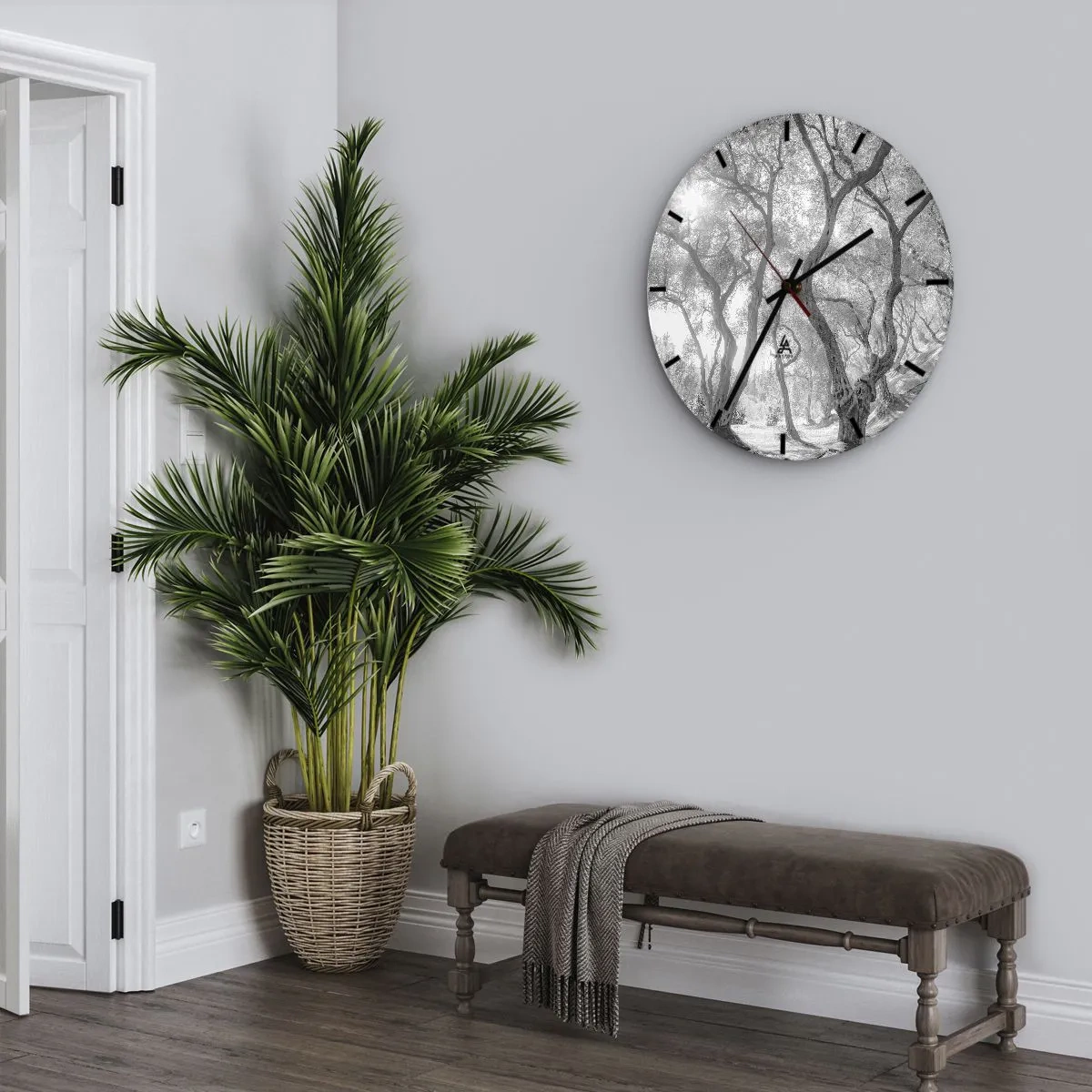 Reloj de pared - Reloj de vidrio - En un olivar - 30x30 cm