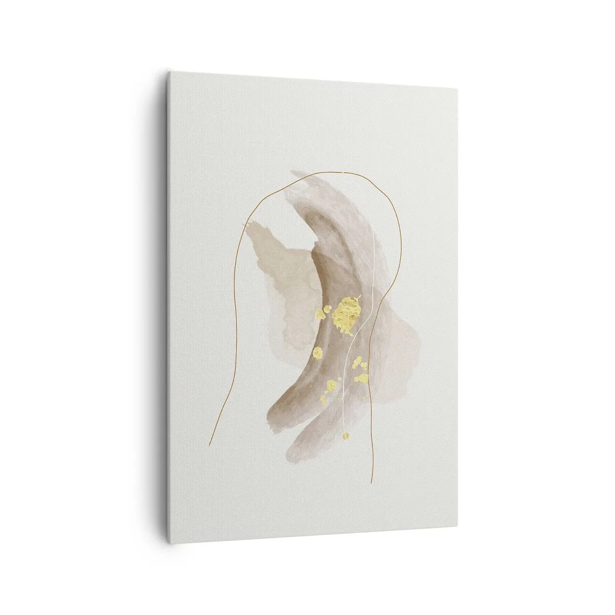 Cuadro sobre lienzo - Impresión de Imagen - Una composición abstracta en tonos beige y dorado. - 70x100cm - Encontrado en el espacio - Decoración de pared moderna para salón y dormitorio ARTTOR