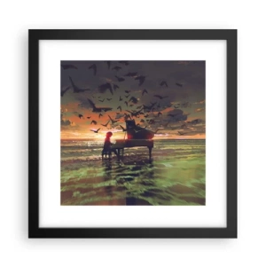 Póster en marco negro - Concierto de piano y olas - 30x30 cm