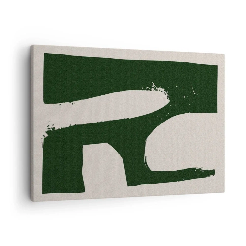 Cuadro sobre lienzo - Impresión de Imagen - Abstracto minimalista en verde sobre un fondo claro - 70x50cm - Bahías de blanco - Decoración de pared moderna para salón y dormitorio ARTTOR