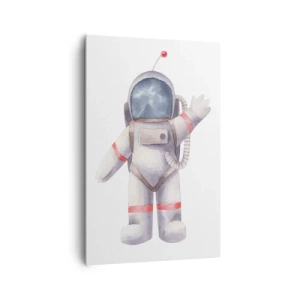 Cuadro sobre lienzo - Impresión de Imagen - Astronauta en estilo acuarela sobre fondo blanco. - 80x120cm - Esto es todo por ahora - Decoración de pared moderna para salón y dormitorio ARTTOR