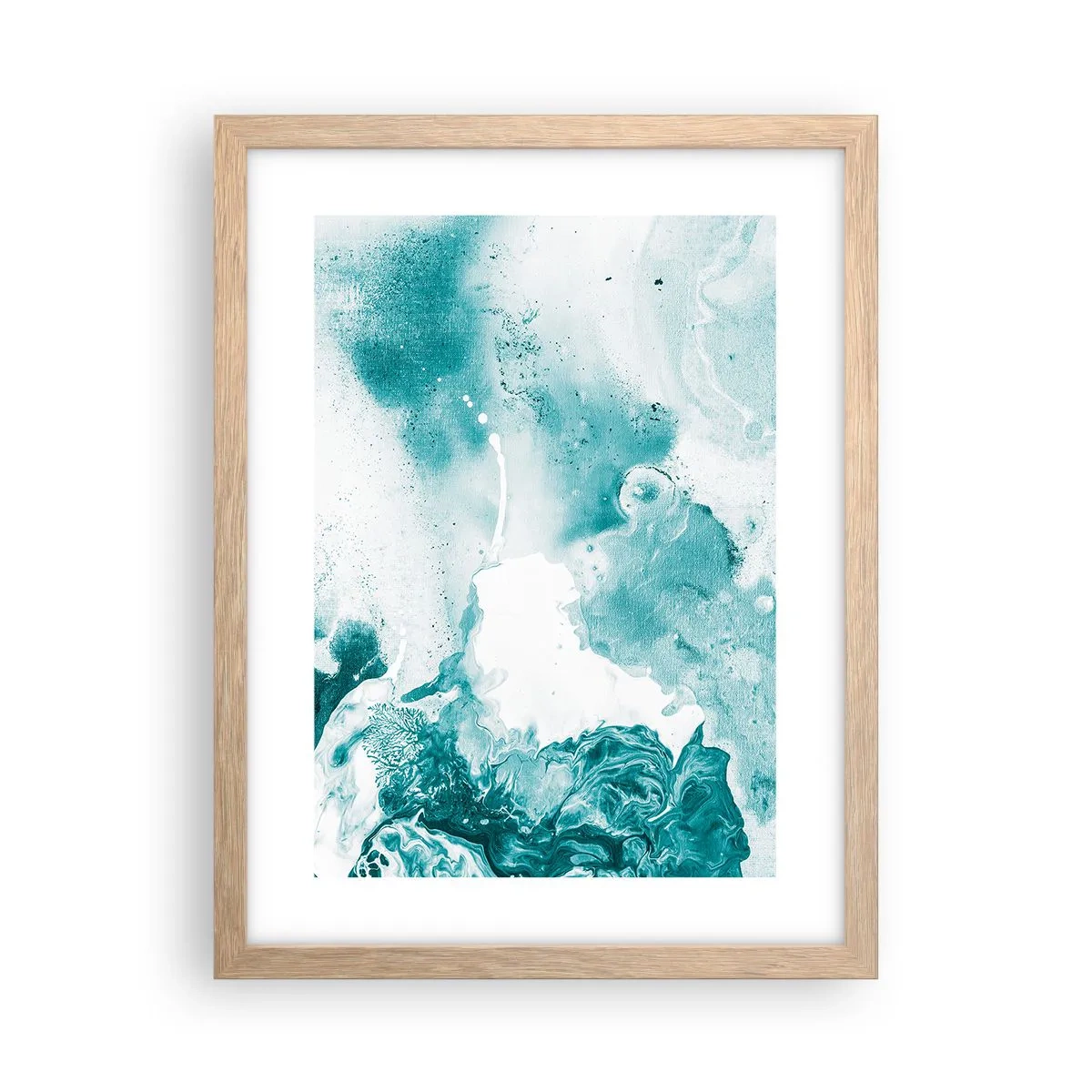 Póster en marco roble claro - Remansos de azul - 30x40 cm