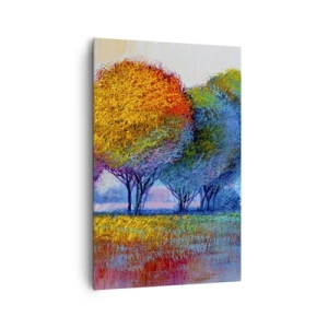 Cuadro sobre lienzo - Impresión de Imagen - Árboles coloridos en un paisaje impresionista - 80x120cm - Un conjunto de colores llamativos - Decoración de pared moderna para salón y dormitorio ARTTOR