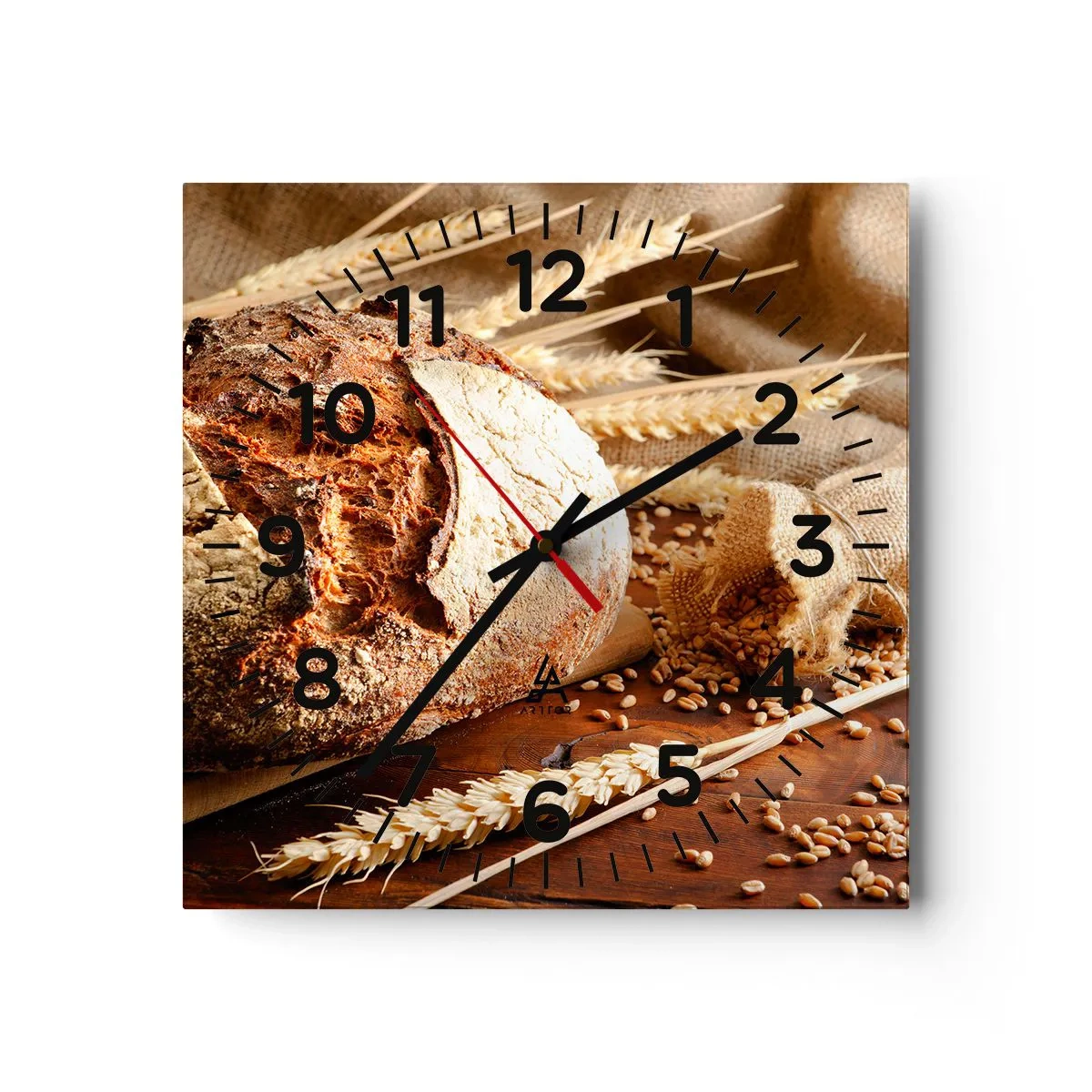 Reloj de pared - Reloj de vidrio - Apetitoso, fragante, crujiente - 40x40 cm
