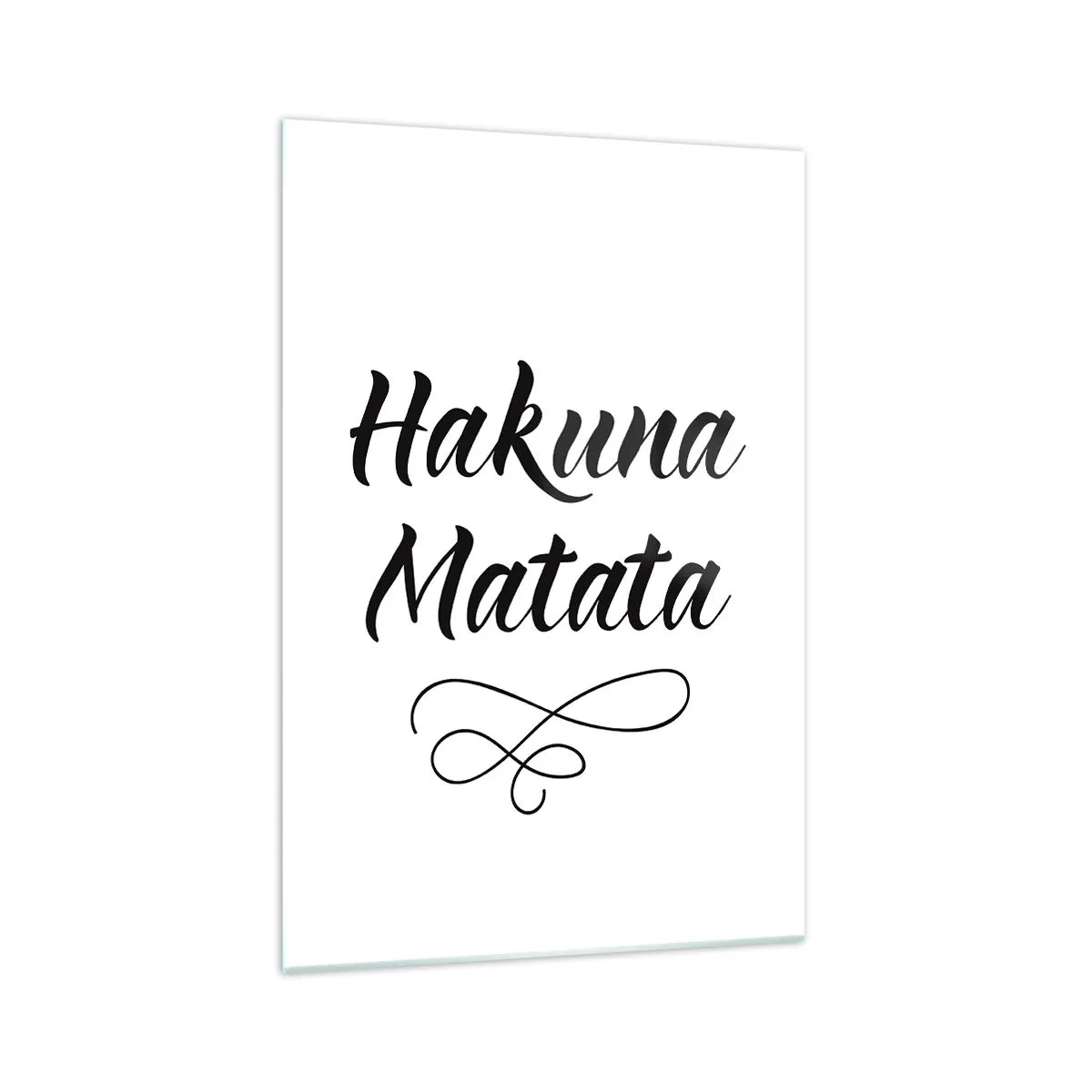 Cuadro sobre vidrio - Impresiones sobre Vidrio - Cita de Hakuna Matata en fuente elegante sobre fondo blanco. - 70x100cm - El mejor consejo - Decoración de pared moderna para salón y dormitorio ARTTOR