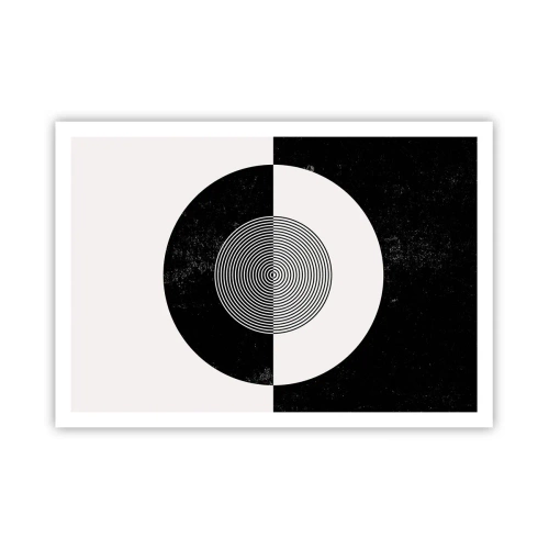 Póster - Patrón gráfico en blanco y negro contrastante - 100x70cm - Armonía en blanco y negro - Decoración de pared moderna para salón y dormitorio ARTTOR