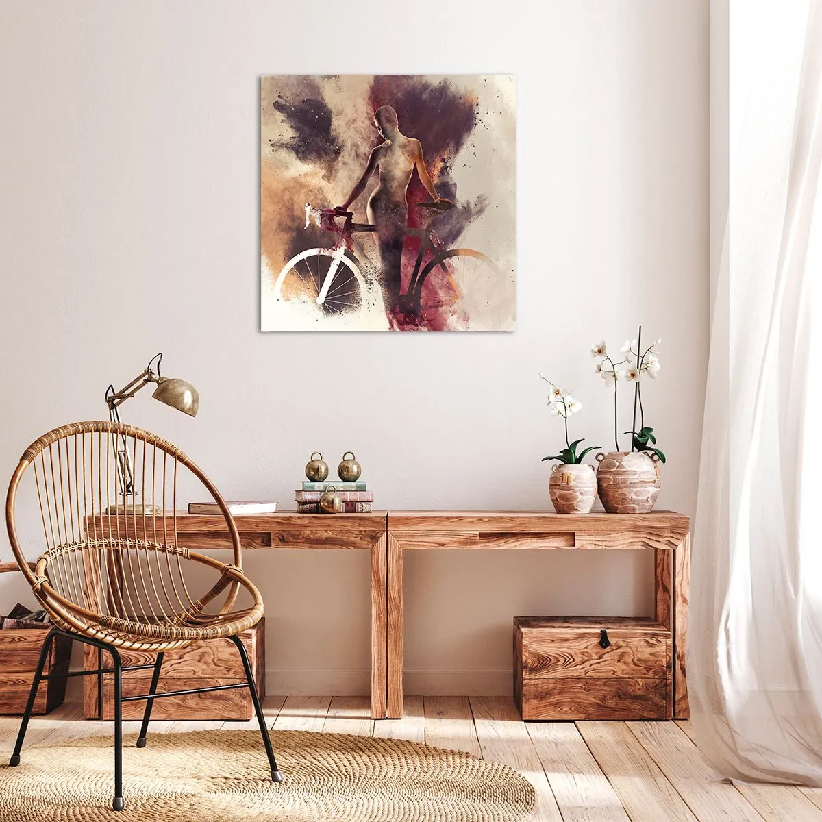 Cuadro sobre lienzo - Impresión de Imagen - En las formas de mármol un alma ciclista - 70x70 cm