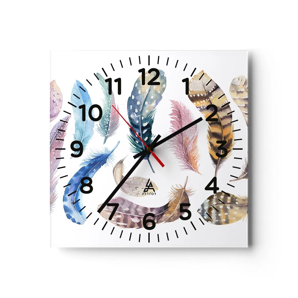 Reloj de pared - Reloj de vidrio - Ligero, colorido y multicolor - 40x40 cm