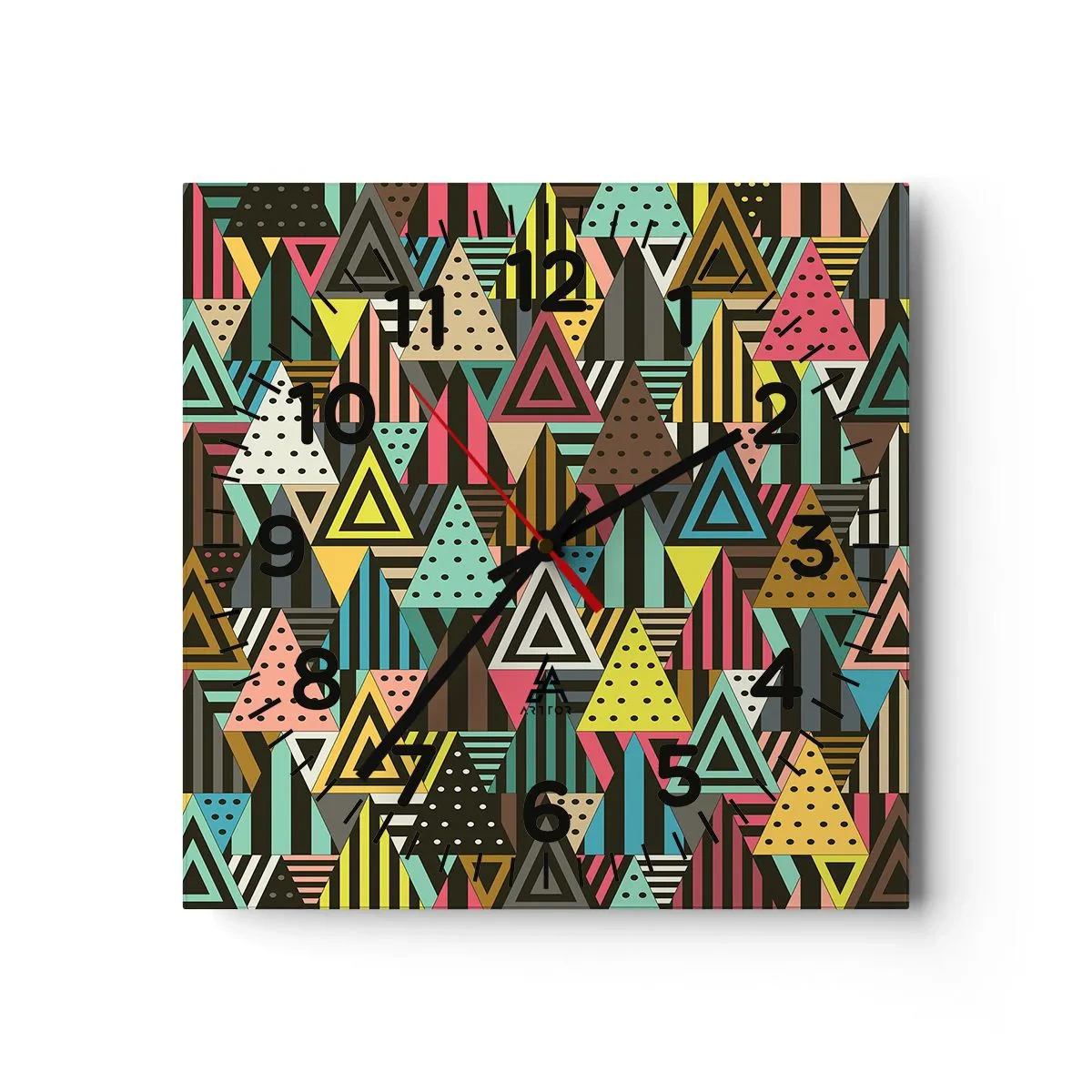 Reloj de pared - Reloj de vidrio - A ritmo de triángulo - 30x30 cm