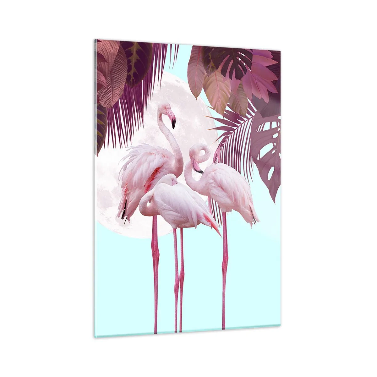 Cuadro sobre vidrio - Impresiones sobre Vidrio - Tres gracias de pájaro - 50x70cm - La grandeza de las aves - Decoración de pared moderna para salón y dormitorio ARTTOR