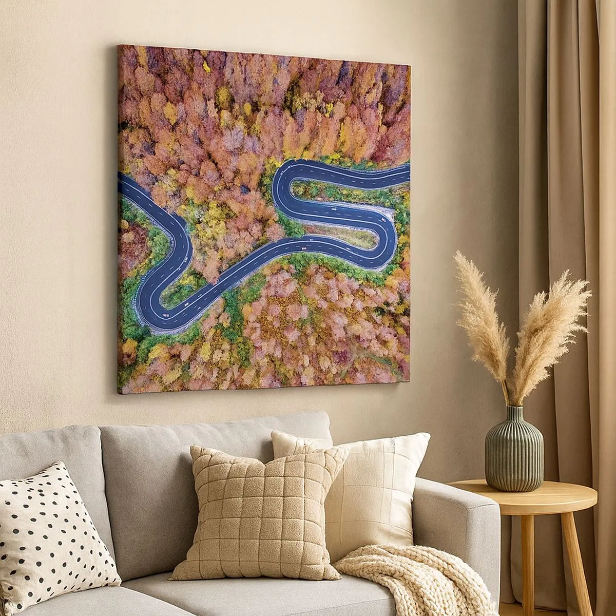 Cuadro sobre lienzo - Impresión de Imagen - Un camino sinuoso a través del bosque - 30x30 cm