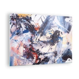 Cuadro sobre vidrio - Impresiones sobre Vidrio - Pintura abstracta en colores intensos - 70x50cm - Danza loca de la abstracción - Decoración de pared moderna para salón y dormitorio ARTTOR