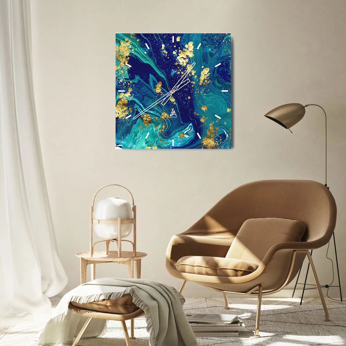 Reloj de pared - Reloj de vidrio - Pétalos de sol - 40x40 cm