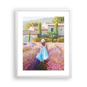 Póster en marco blanco - La chica de la lavanda - 40x50 cm