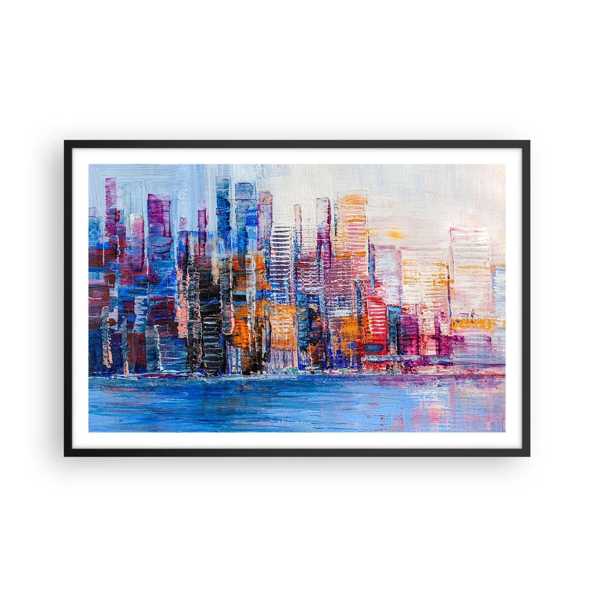 Póster en marco negro - Una metrópoli alegre - 91x61 cm