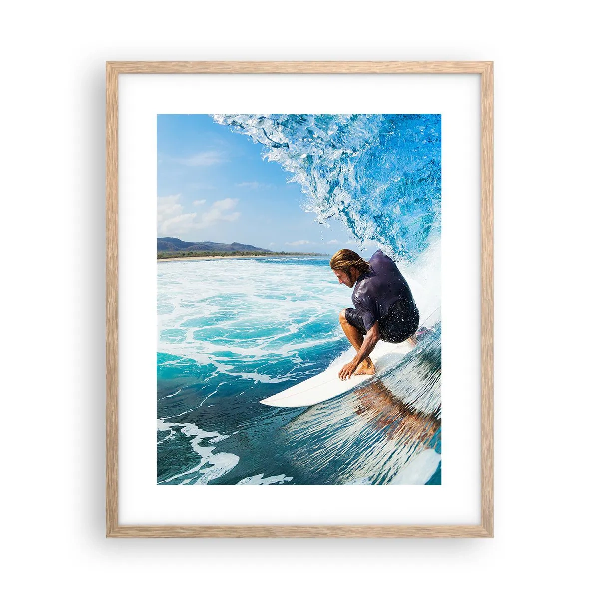 Póster en marco roble claro - Bailando con las olas - 40x50 cm