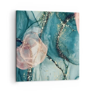 Cuadro sobre lienzo - Impresión de Imagen - Seda azul, tul rosa - 50x50 cm
