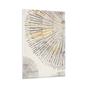 Cuadro sobre vidrio - Impresiones sobre Vidrio - Patrón abstracto en forma de rayo - 80x120cm - Belleza lineal - Decoración de pared moderna para salón y dormitorio ARTTOR