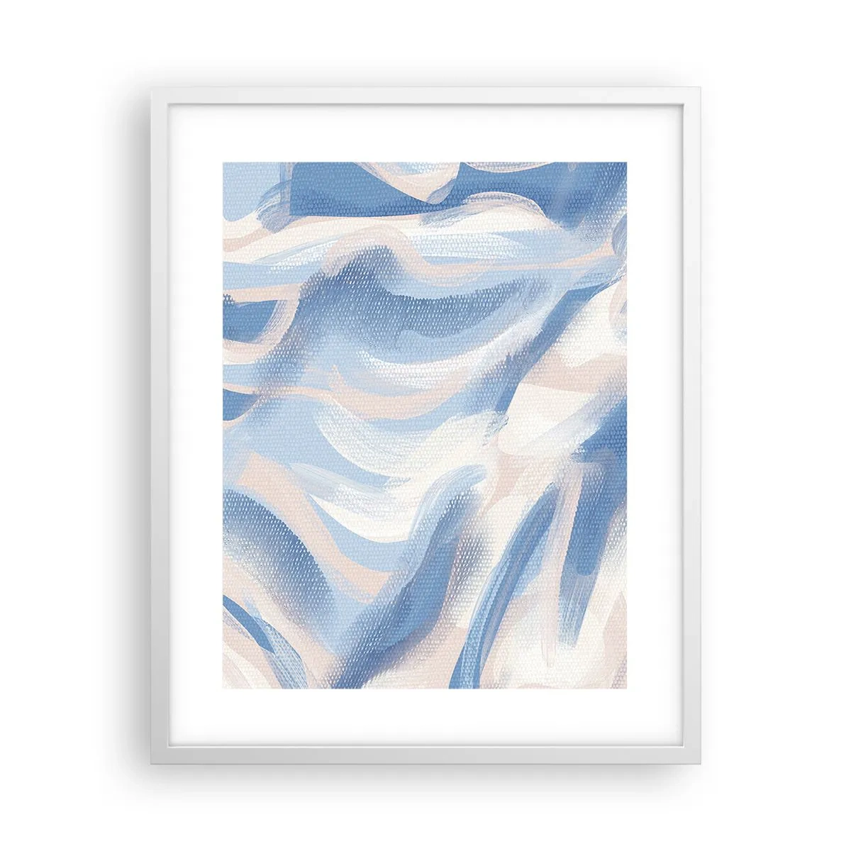 Póster en marco blanco - Ondas azules - 40x50 cm