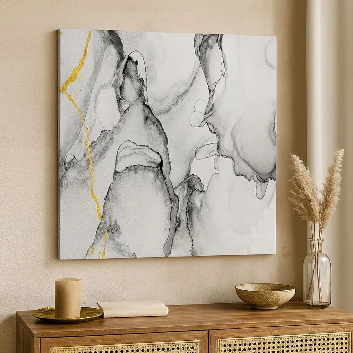 Cuadro sobre lienzo - Impresión de Imagen - Composición con motivo de oro - 30x30 cm