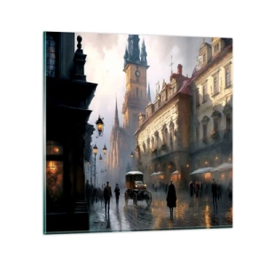 Cuadro sobre vidrio - Impresiones sobre Vidrio - La magia de una noche de Praga - 40x40 cm